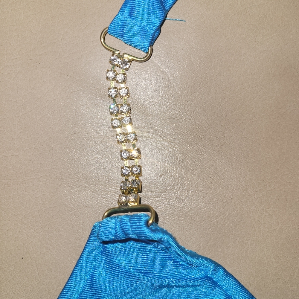 Light Blue Bling Tri-Top Tie-Side Bottom Bikini - Picture 2 of 7